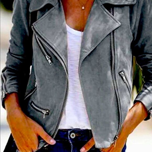 Philosophy Faux Leather Suede Moto Jacket Size Small NWT - Picture 5 of 6